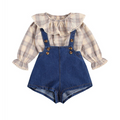 Conjunto Jardineira Baby Xadrez