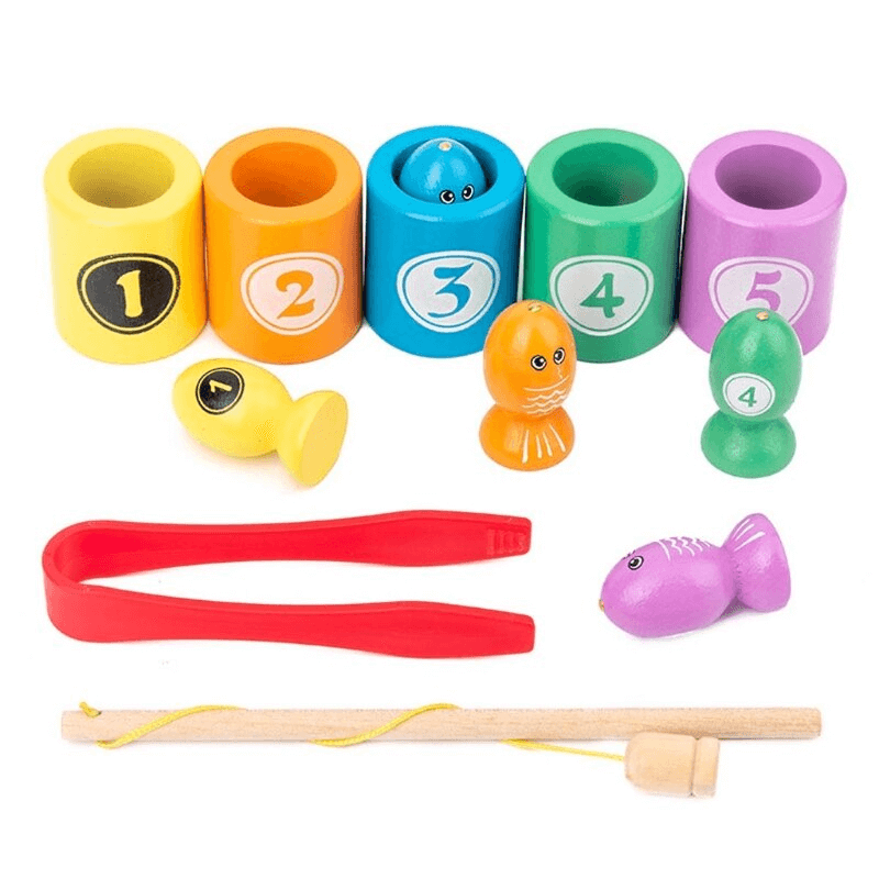 Brinquedo Montessori Mini Pescaria Cores e Números