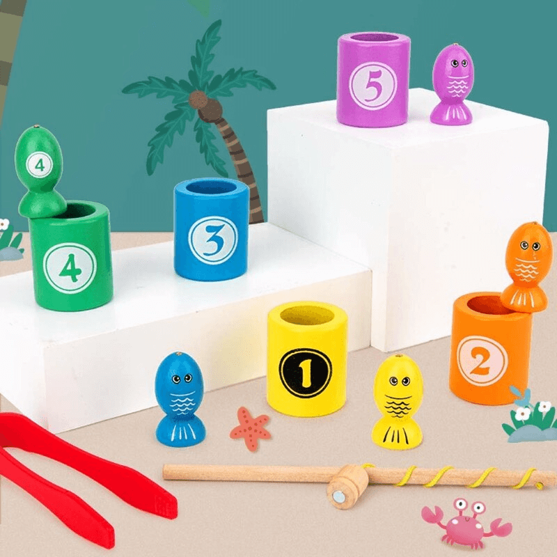 Brinquedo Montessori Mini Pescaria Cores e Números