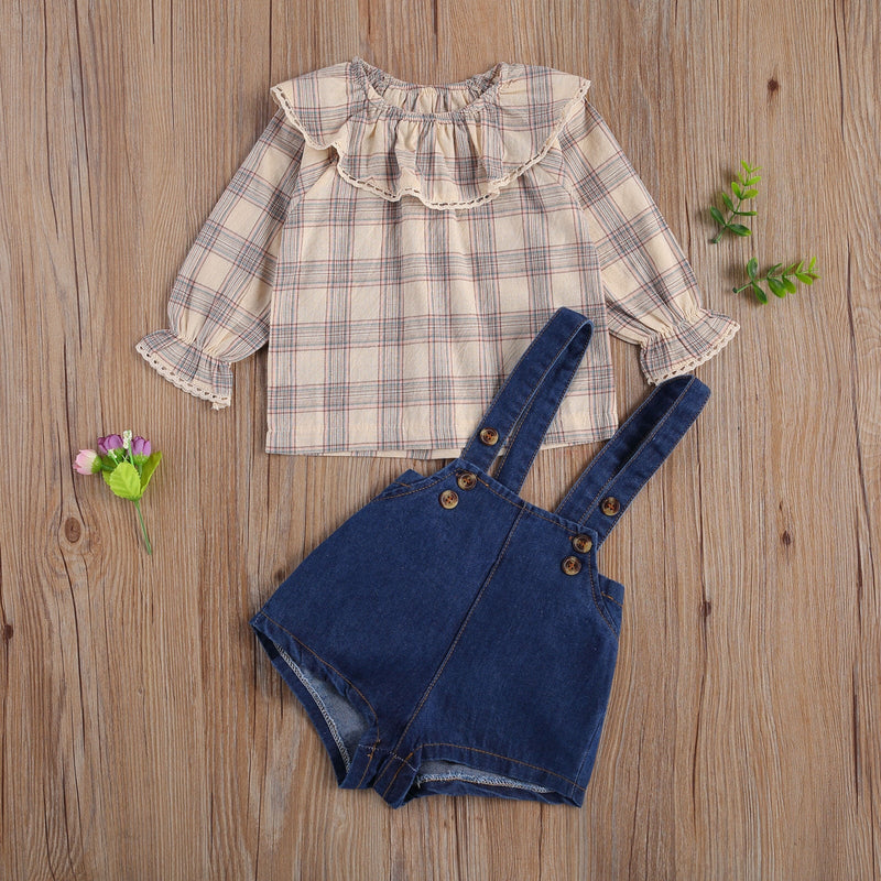 Conjunto Jardineira Baby Xadrez