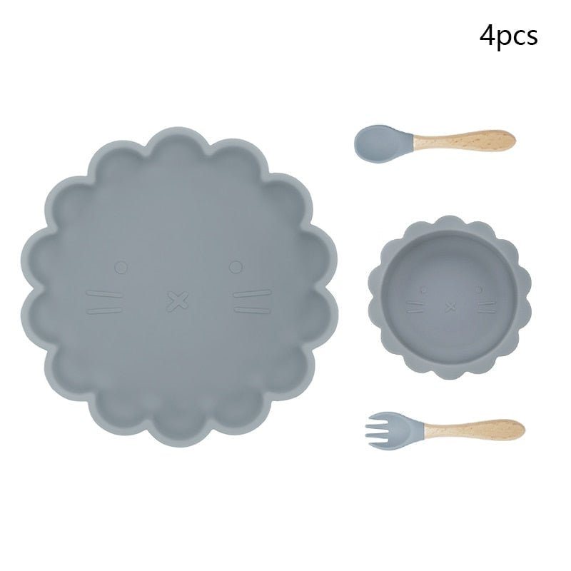 Kit Alimentação Infantil Leãozinho em Silicone (4 peças)