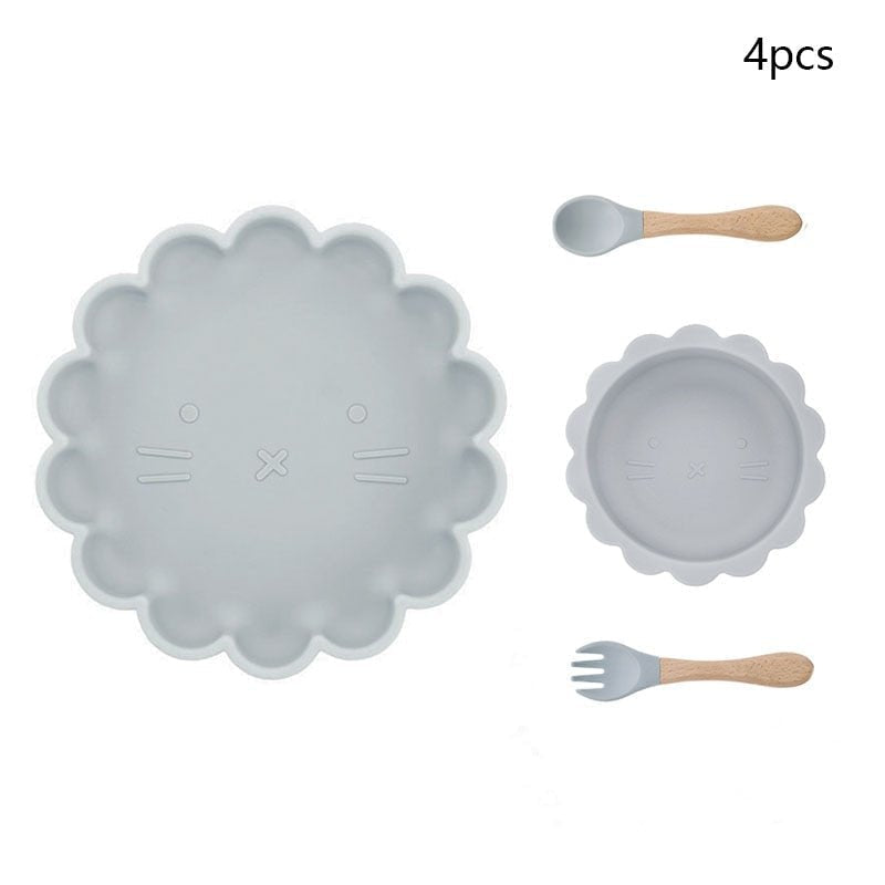 Kit Alimentação Infantil Leãozinho em Silicone (4 peças)