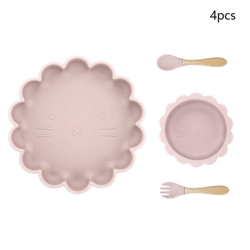 Kit Alimentação Infantil Leãozinho em Silicone (4 peças)