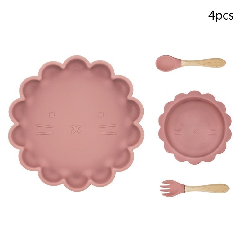 Kit Alimentação Infantil Leãozinho em Silicone (4 peças)